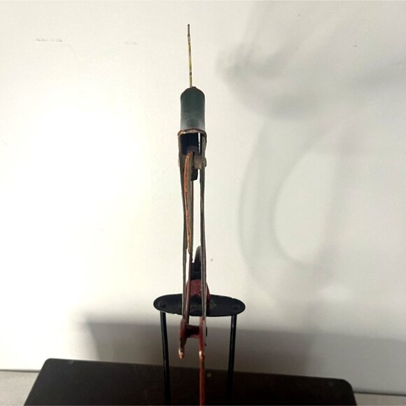 Vintage Painted Metal Rocking Horse Kinetic Sculpture With Red Base & Decorative - Picture 5 of 7